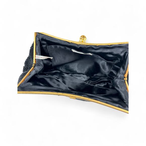 Vintage Calvaire Black Beaded Evening Clutch Purse | Made in France - Picture 6 of 13